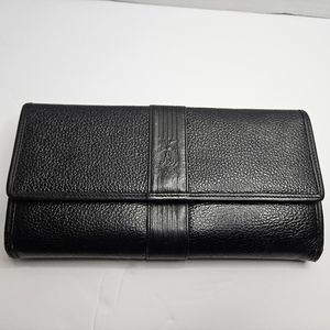 Alfred Sung Wallet Black Leather Wallet 8 Card Holder Carryall Wallet